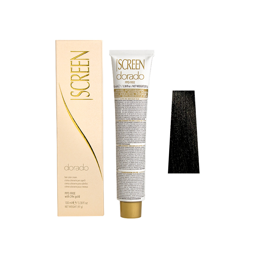 Крем-фарба для волосся перманентна з 24-каратним золотом SCREEN Dorado 3N (3.0) Dark Вrown, 100 ml - 1